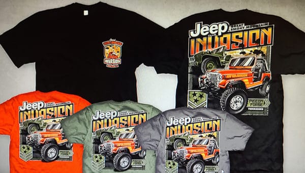 Main Jeep T-Shirt with all color varieties.