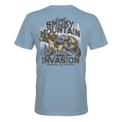 37841 GSMJC - INV25 Mountain Bear - BACK Striped Logo T-Shirt Sand Color